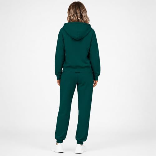 SamLng Matching Sets Women Clothing Workout Set Lounge Sweatsuits Women 2 Piece Outfit Zip Up Hoodie And Sweatpants Set Fall Long Sleeve Tracksuit Going Out Workout Sets Travel Outfits (Dark green,S)
