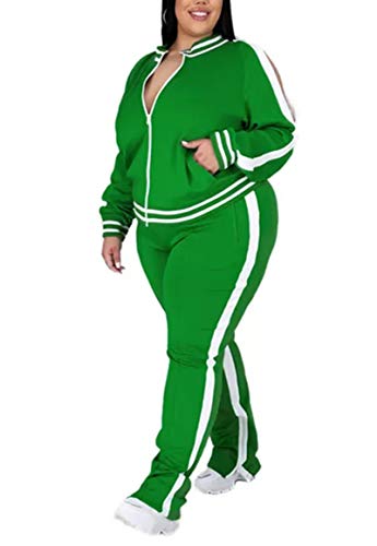 LNX Womens Plus Size Tracksuits 2 Piece Outfits Zip Up Top Jackets Long Sweatpants Jogger Sets