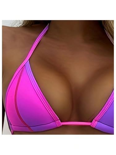 GORGLITTER Women's Triangle Bow Halter Bikini Sets Cheeky G String High Waisted Swimsuits Ombre Bathing Suit Swim Wear2