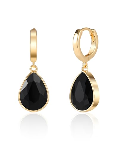 Crystals Teardrop Dangle Drop Earrings, 18K Gold Plated Hoop Earrings ...