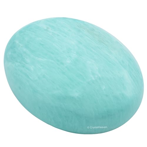 Image of Crystal Heaven Certified Amazonite Palm Pebbles Stones For Anxiety Stress Relief Massage-Aaa Grade Original Healing Gemstone Agate Palm Stone For Yoga Meditation Spiritual Reiki Feng Shui