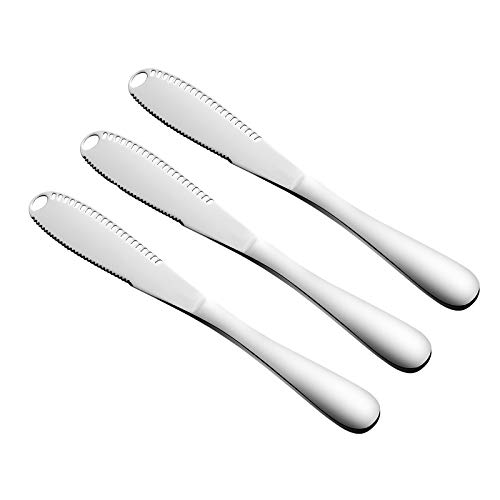 3Pcs Butter Spreader Butter Knives Thickened Stainless Steel Butter Knife  3 in 1 Kitchen Gadgets Multi-Function Serrated Edge Spreader Shredding Vegetables Fruits Bread Butter Knife