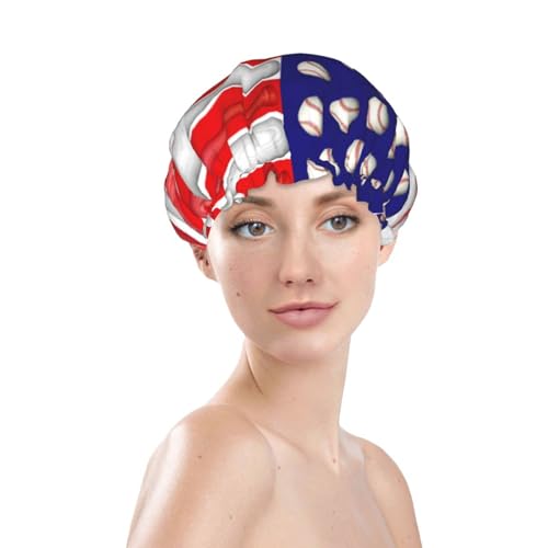 Bonnet de douche imperméable double couche anti-humidité à motif baseball imprimé