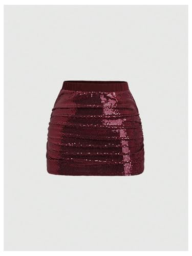 SHENHE Women's Y2k 2 Piece Sexy Outfits Backless Halter Crop Top and Ruched Bodycon Mini Skirt Set4