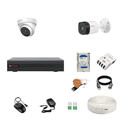 Image of 4 Channel DVR with 5MP 1 Dome & 1 Bullet Cameras (Day /Night Vision) + 500GB HDD + Copper Cable Roll (1+3) + CLOCITE 4 CH Power Supply + BNC & DC Full Combo Kit