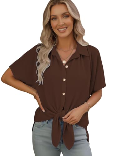 Image of GRECIILOOKS Oversized Shirt for Women | Shirt Top for Woman |Women's Color Block Button Down Blouse - Casual Loose Fit Short Sleeve Summer Shirt's Work, Vacation & Everyday Wear