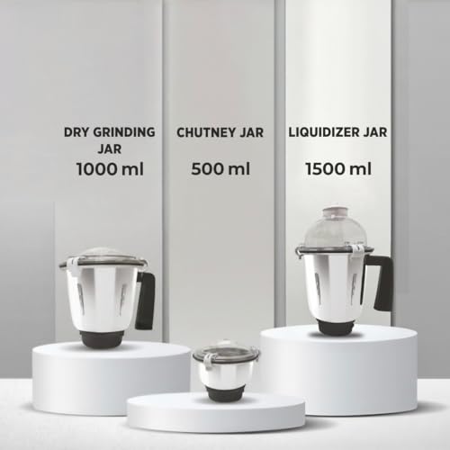 Image of Baltra Mixer Grinder 1000W | Powerful Motor with Overload Protector | 3 Stainless Steel Jars | Heavy-Duty Grinding for Indian Kitchen | Ideal for Dry & Wet Grinding | Made for Cooking | 2Year Warranty