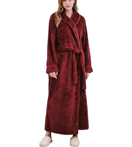 Albornoz Ducha Bata Larga Para Mujer, Bata De Baño De Felpa Suave Y Cálida, Ropa De Dormir, Pijama, Bata Albornoz Absorbente(A,Large)