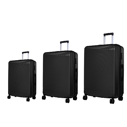 Image of Verage V-Lite Firestone Combo Set of 3 (Cabin + Medium + Large Check-in) Bold Black Hardsided Trolley Bags for Travel, Suitcases with Spinner Wheels, Anti-Theft Luggage (20 /24 /28 Inche)