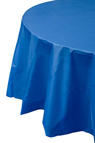 Exquisite 12-Pack Premium Plastic 84-Inch Round Tablecloth - Dark Blue #TOP2