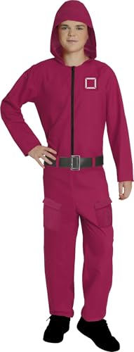 FIESTAS GUIRCA Rotes Gamer Kostüm Kinder Fasching, Roter Overall mit Kapuze für Jungen und Mädchen - Alter 14-16 Jahre