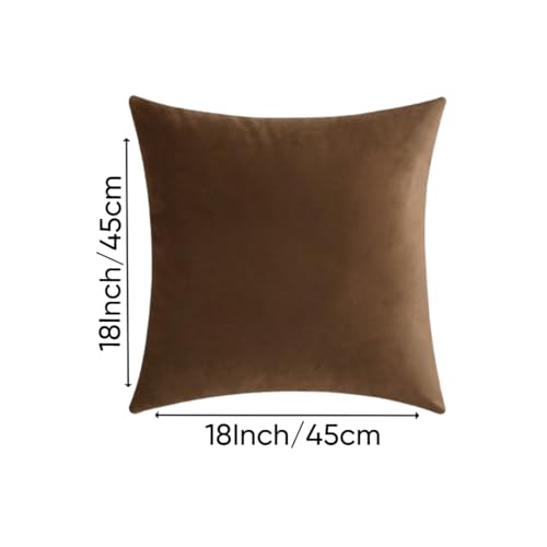 Image of Amazon Brand - Umi Velvet Decorative Cushion Cover 18x18 Inch - Set of 5, Soft Solid Square Throw Pillow Covers for Sofa, Living Room or Home Decor - 45x45 cm in Brown Color