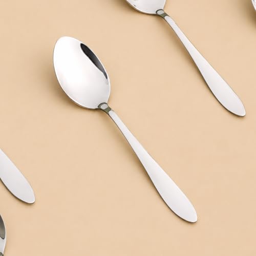 Image of Nestasia Stainless Steel 12 Piece Cutlery Set for Dining Table - Rust & Stain Resistant Spoons with Glossy Finish | Silver PVD-Coated Flatware Set for Home, Kitchen & Gifting