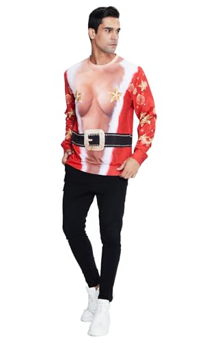 uideazone Unisex Ugly Christmas Sweater 3D Printed Funny Crewneck Pullover Sweatshirts for Xmas Party Celebration3