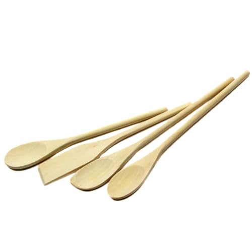 Wooden Spoons Cooking 4-Piece Wood Spatula Spoon Nonstick Kitchen Utensil Set 4 Pc Cooking Tools Set Solid Wood Spoons Kitchen Utensils Cook Chef Spatula Tool Housewarming Gifts for Everyday Use