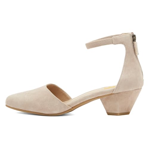 Women’s Ankle Strap Pumps Back Zip D’Orsay Special Chunky Mid Heels Pointed Toe Shoes Shopping Working Party Size 4-16 US2