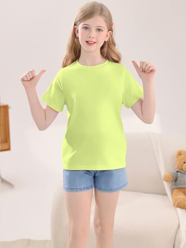Image of Girls Summer Short Sleeve T Shirts Kids Basic Tees Crewneck Tops 5-14 Years