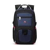 Mochila Unissex Notebook com Cadeado, Entrada para USB/Fone de ouvido e capa de Chuva - Trailblaze (Preto-Azul)