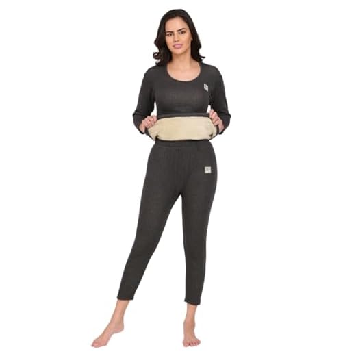 OOSHIN UK Womens Black Thermal Basic Set (Upper+Lower) - Size-M