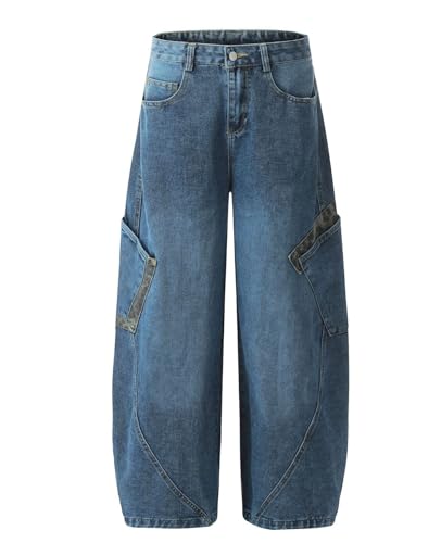Baggy Jeans for Woman Men High Waisted Barrel Leg Jeans Y2K Casual Loose Denim Pants Grunge Clothes4
