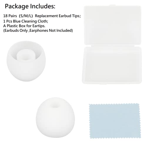 Image of Earbud Tips Soft and Comfortable Headphone Ear Tips Ear Bud Replacement Pieces Silicone Fit Most in-Ear Headphones,Inner Hole 3.8mm -5.5mm,18 Pairs White S /M /L Replacement Earbud Tips