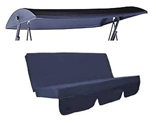 Replacement Canopy for Garden swing 3 seater 195 x 125 Round B&Q with matching cushion cover (Navy)
