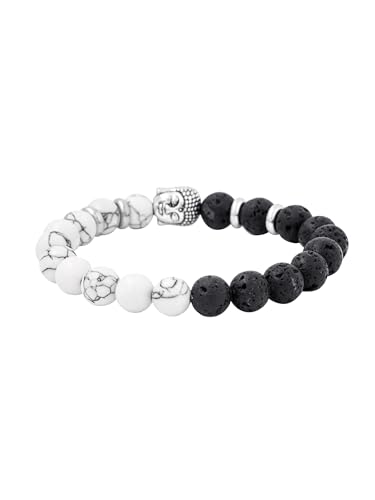 Yellow Chimes D'Vine Buddha Beads Collection Charm Bracelet for Men (Black;White)(YCFJBR-604DVINE-WHBK)
