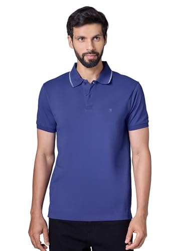 Image of XYXX Men's Apex Mercerized Cotton Striped Collar Pique Polo T-Shirt