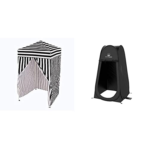 Impact 4'x4' Pop up Changing Dressing Room, Black and White + Pop Up Pod - Privacy Shower Tent, Dressing Room, or Portable Toilet Stall with Carry Bag for Camping, Beach, or Tailgate by Wakeman Outdoors (Black)