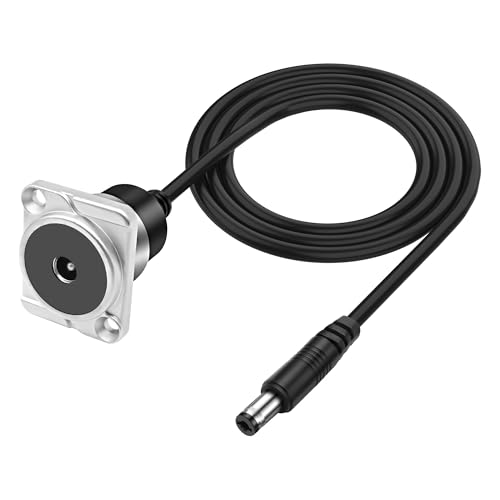 XMSJSIY D-Type DC 5.5mmx2.1mm Panel Mount Power Extension Cable-(Silver)