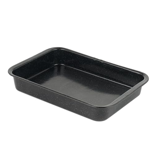Russell Hobbs COMBO-9094 Set of 2 Romano Vitreous Enamel Roasters, 36 cm, Black, Dishwasher Safe, Rectangular Roasting Tin for Vegetables and Meat, Oven Safe Up to 230 Degrees, 36 x 25 x 4 cm