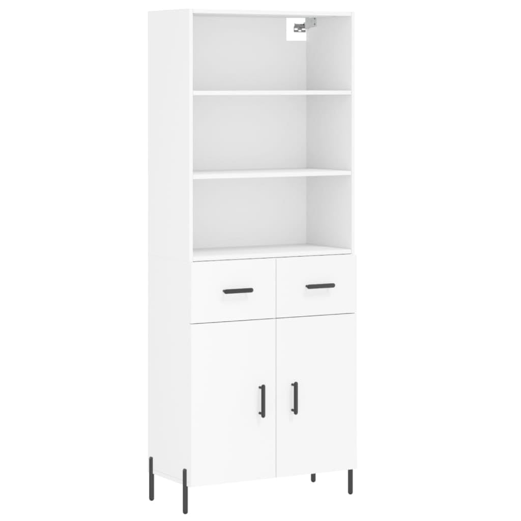 Highboard blanco 69,5x34x180 cm, armario de madera moderno para salón