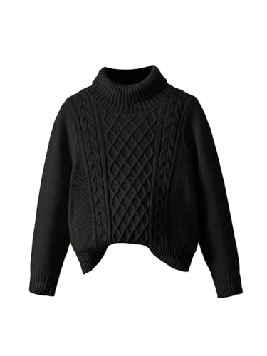 SOLY HUX Toddler Girl's Turtleneck Sweater Long Sleeve Fashion Cable Knit Casual Jumper Tops