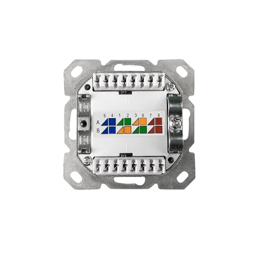 ProfiPatch Netzwerkdose LAN Dose Cat6A 500MHz Unterputz 2X RJ45 Port Anschluss rechts/Links POE CAT7,CAT6A,CAT6,CAT5 geschirmt weiß