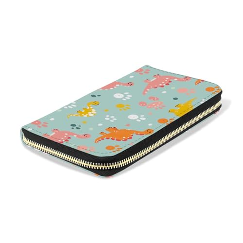 Cute Dinosaurs Women's Large Capacity Wallets Holder Wallet Credit Card Clutch Coin Pocket Pu Leather Zipper Closure Deal Gift for Women 212198734
