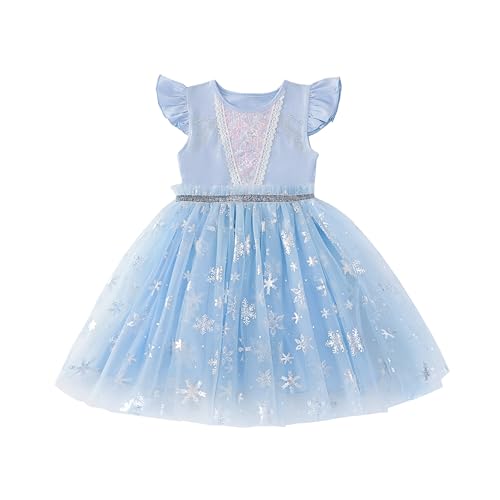 Princess Dress for Toddler Girls Sleeveless Ruffle Sleeve Tulle Dresses Casual Summer Outfit for Girl 3-6 Years