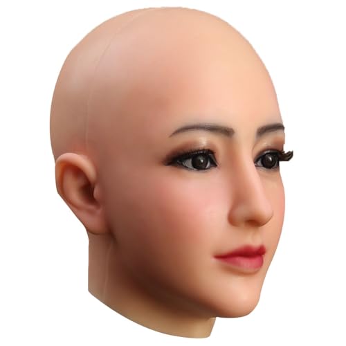 Masque de tête en silicone femme avec maquillage réaliste pour cosplay et travestissement