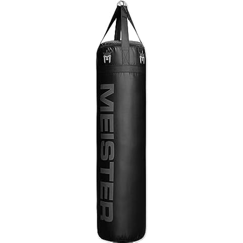 Meister 100lb Filled Heavy Bag for Boxing, MMA & Muay Thai - 60" Professional Kicking & Punching Bag - Black Cover