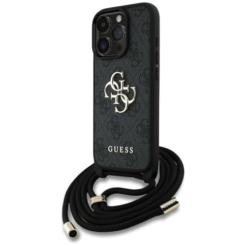 CG MOBILE Guess 4G Big Logo Cord Stap Crossbody Coque pour iPhone 16 Pro (noir)