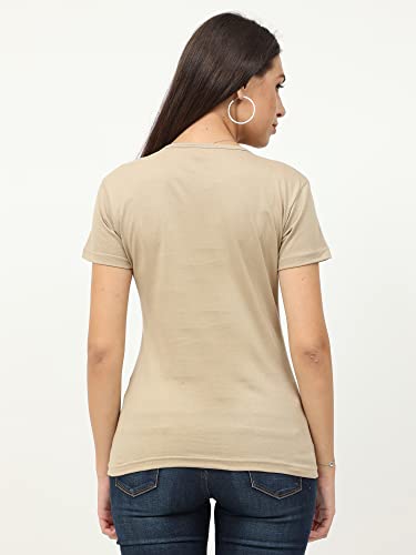 Image of FLEXIMAA Women's Cotton Plain Round Neck Half Sleeve T-Shirt