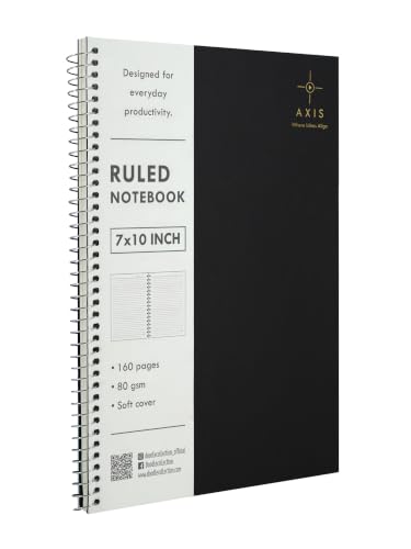 Image of DOODLE B5 Spiral Notebook Set of 3 | 7 x 10 Inch Large Ruled Notebooks | 160 Lined Pages, 80 GSM Thick Paper | Soft Cover Journal for Study, Office, Work & Note Taking (AXIS)