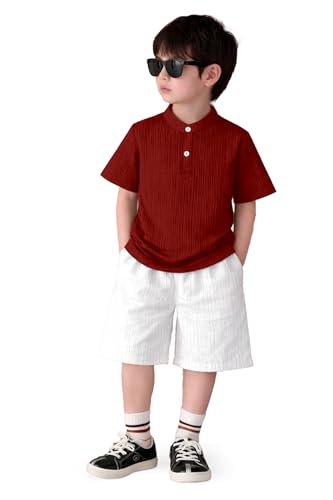 Image of Fashion Dream Boys Cotton Blend Solid Co-ord Set|Boys Co-ord Set|Boy's Clothing Set|Boy's 2 Piece Set|Clothing Set|Boys T-Shirt and Short Set|Co-ords