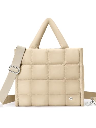 Image of WESTBRONCO Puffer Crossbody Bags for Women Quilted Tote Bag Puffy Weekender Overnight Bag Nylon Shoulder Handbag