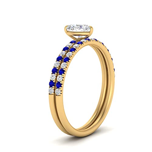 Image of Choose Your Gemstone Pave Petite Ring with Matching Wedding Band Yellow Gold Plated Heart Shape Wedding Ring Sets Minimal Modern Design Birthday Gift Wedding Gift US Size 4 to 12