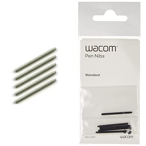 Wacom ACK-20001 Stylo Standard , Noir 5 pcs & Pack de 5 Mines de Rechange Feutre pour Stylet Intuos Pro, Intuos 4/5, Cintiq, Cintiq Companion 1/2 - Blanc