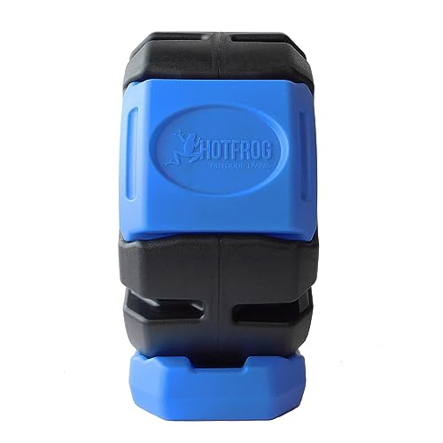 Image of FCMP Outdoor HOTFROG Half Size Rolling Single Chamber Batch Tumbling Composter - Outdoor Rotating Garden Compost Bin (HF-RC2000WB-BLU) Black & Blue (19-Gallon)