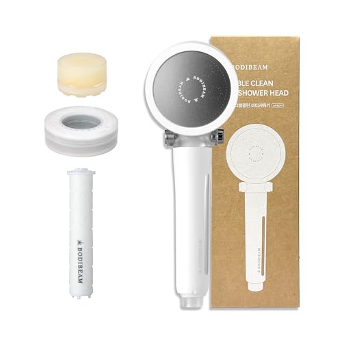 Regadera de mano filtrante con vitamina C, blanco puro | Filtro de vitamina C, carbón y sedimentos que reduce el cloro para una piel más suave y un cabello más liso, interruptor de encendido/apagado, fabricada en Corea miniatura 1