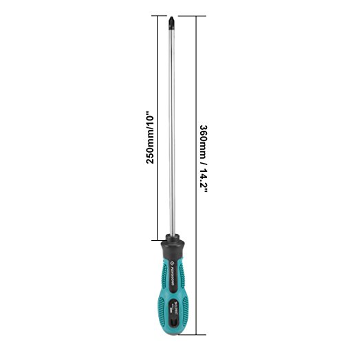 Image of uxcell #2 Phillips Screwdriver 10 Inch Round Shaft Non Slip Comfortable Handle