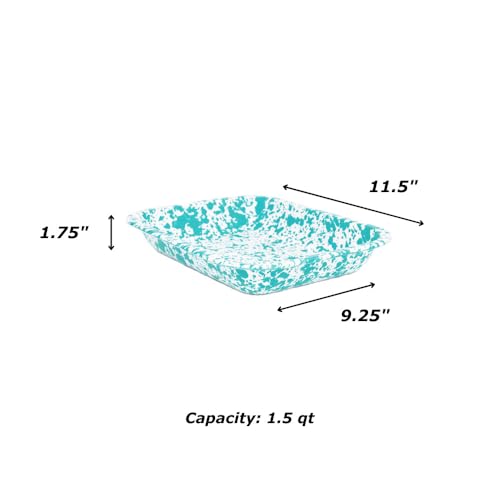 Enamelware Small Open Roaster, 11.5 x 9.25 inches, Black/White Splatter (Single)