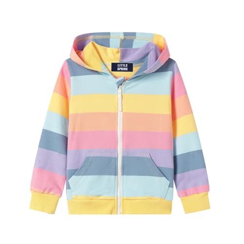 LittleSpring Kids Full Zip Jersey Hoodies Sweatshirt with Pattern